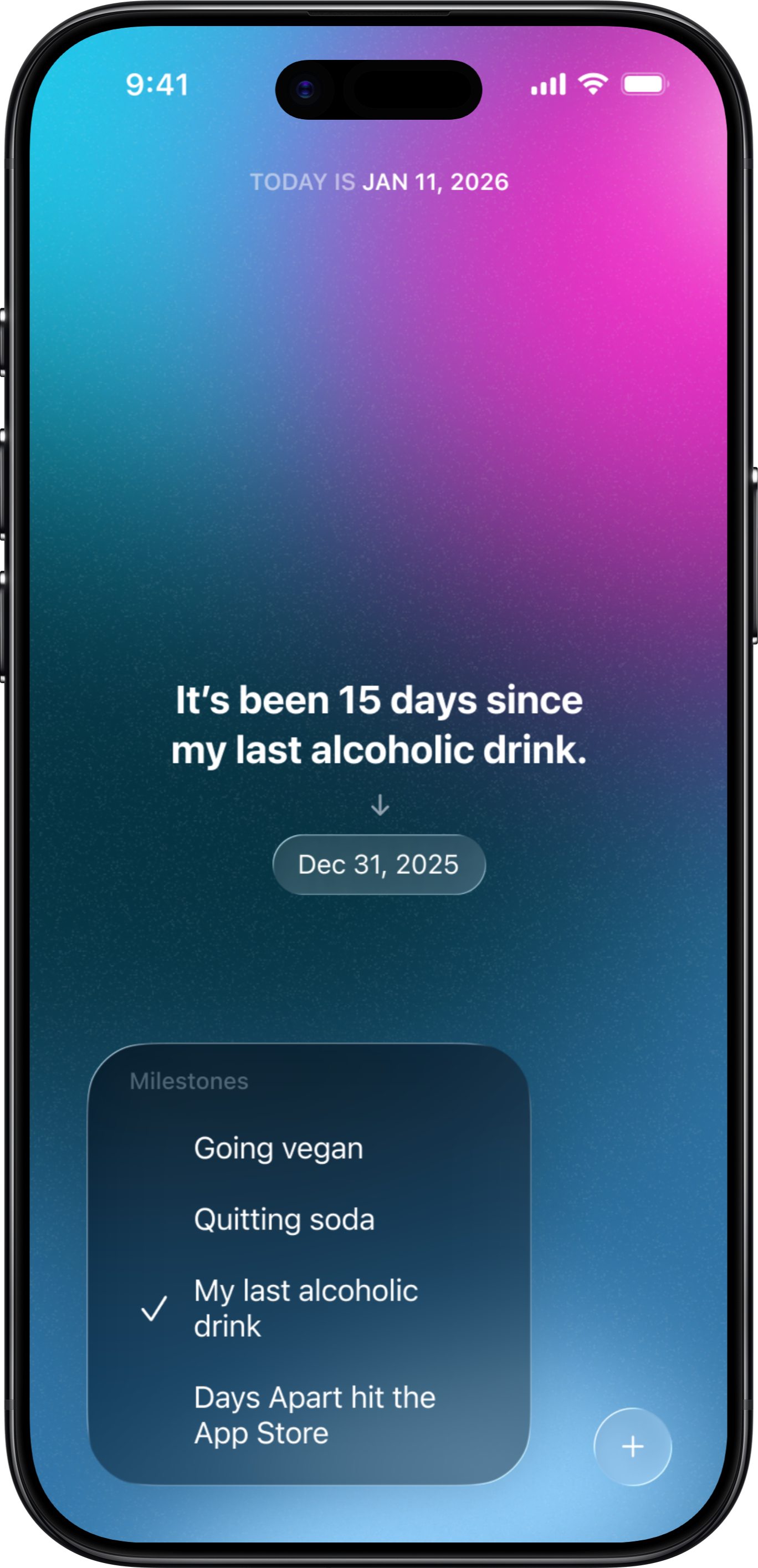 iPhone device showing Days Apart