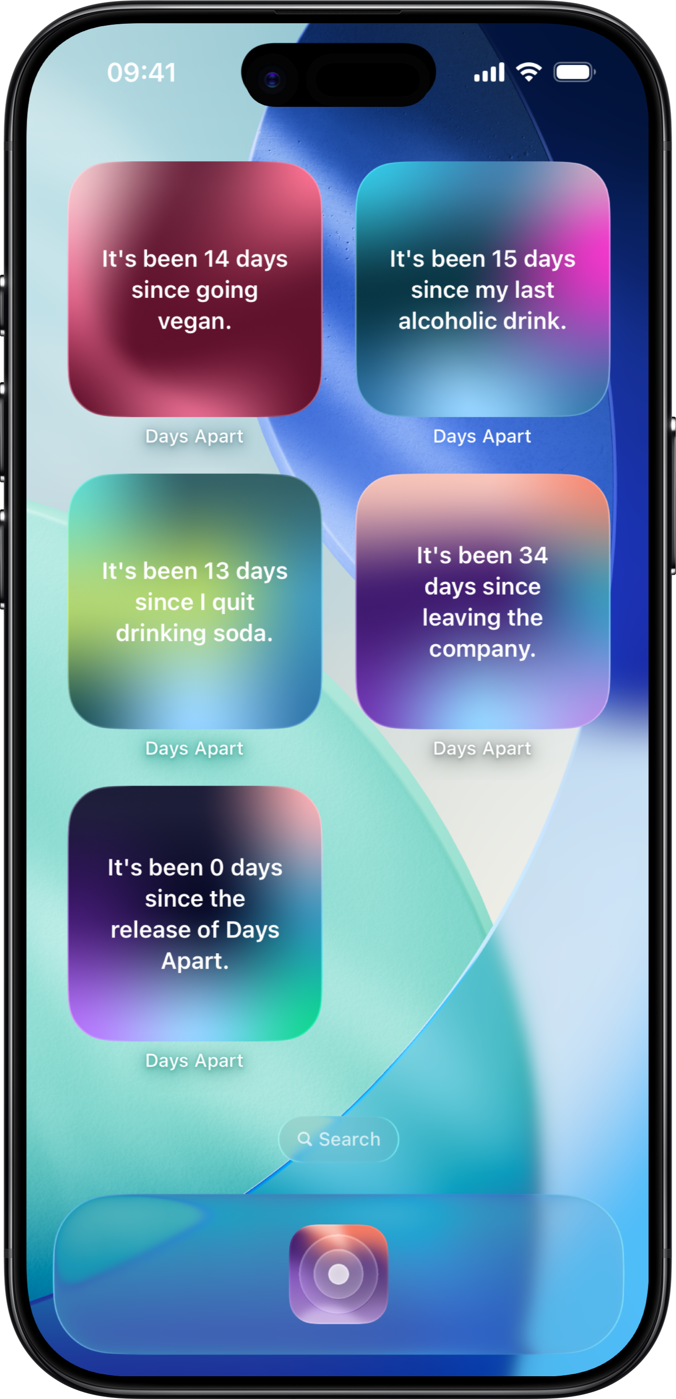 iPhone device showing Days Apart