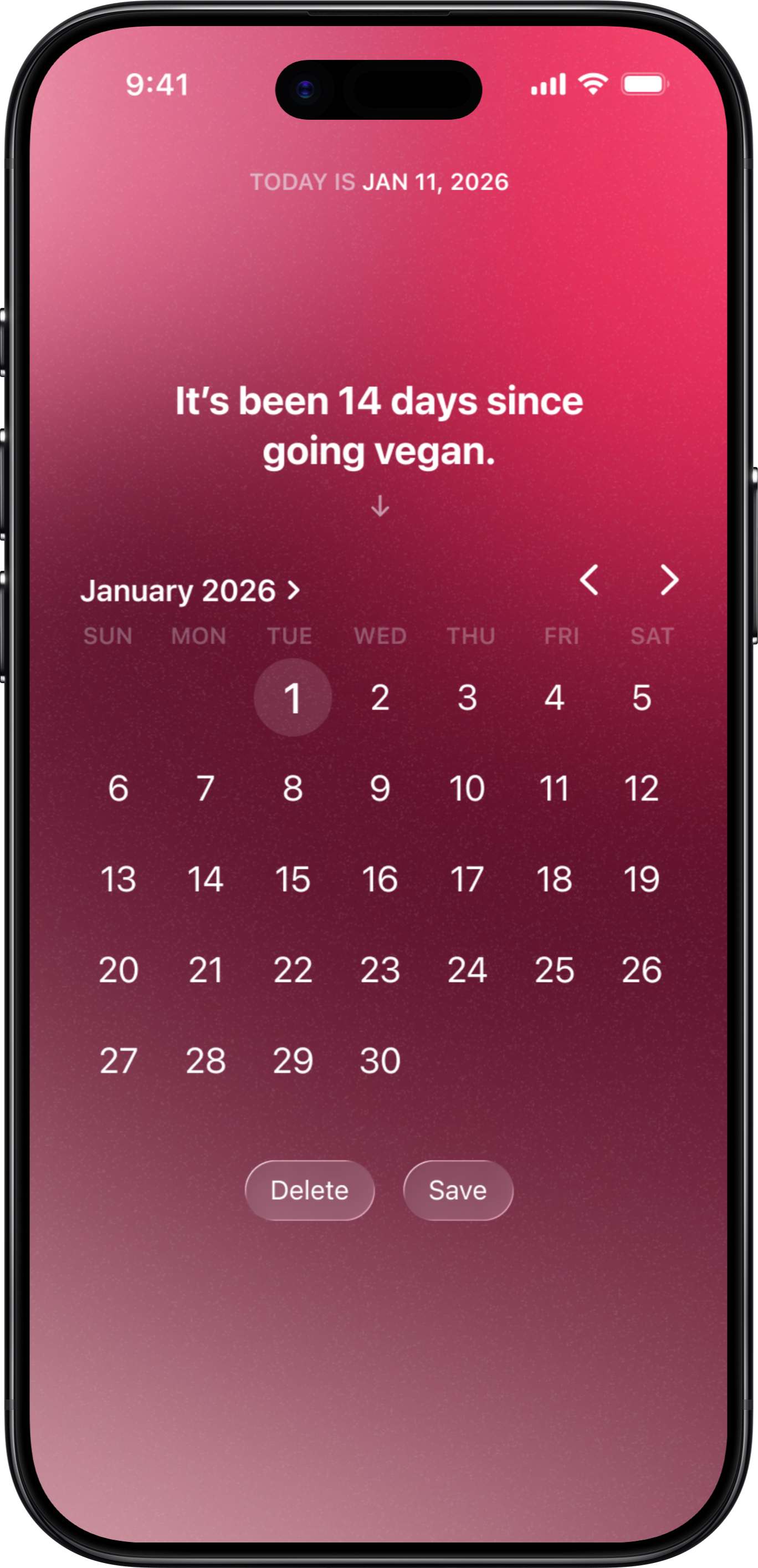 iPhone device showing Days Apart